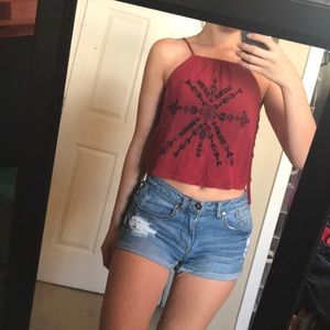 Red halter crop top